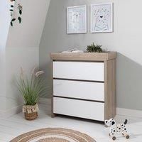 Tutti Bambini Modena Baby Changer Dresser Station Unit - Solid Wood 3 Drawer Chest Top Changer (White & Oak)
