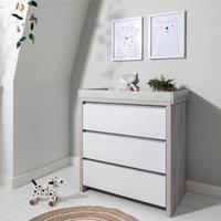 Grey and White Changing Table with 3 Drawers - Tutti Bambini Modena