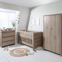 Tutti Bambini Modena Nursery Furniture Set (3 Piece) | Convertible Baby Cot Bed, Chest of Drawers Changer and Wardrobe Set | Solid Wood Furniture (Oak)