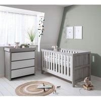 Grey and White Cot Bed with Changing Table  Tutti Bambini Modena