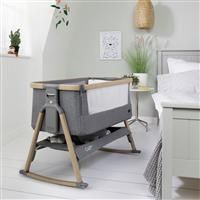 Tutti Bambini CoZee® Air Bedside Crib/Co-Sleeper Rocker with Breathable Window, Travel Bag and Easy Fold (Oak & Charcoal)