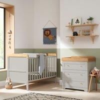 Rio Nursery Furniture Set (2 Piece) | Tutti Bambini | Convertible Baby Cot Bed and Chest of Drawers Changer | Solid Wood Furniture (Dove Grey/Oak)