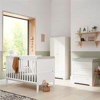 Tutti Bambini Rio Nursery Furniture Set | Baby Cot Bed with Cot Top Changer, Chest Changer, Wardrobe | Solid Wood Furniture (White/Dove Grey) Three Pieces