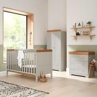 Tutti Bambini Rio Nursery Furniture Set | Baby Cot Bed with Cot Top Changer, Chest Changer, Wardrobe | Solid Wood Furniture (Dove Grey/Oak) Three Pieces