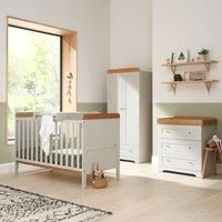 Tutti Bambini Rio Nursery Furniture Set | Baby Cot Bed with Cot Top Changer, Chest Changer, Wardrobe | Solid Wood Furniture (Dove Grey/Oak) Three Pieces