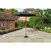 2.4M Black Wooden Garden Parasol!