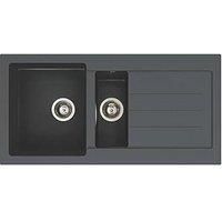 Abode Xcite 1.5 Bowl Reversable Granite Composite Kitchen Sink  Metallic Black