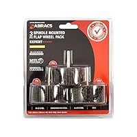 Abracs FWPK380 Spindle Mounted Flap Wheel, Mixed Pack, 80mm x 30mm x 40/80/l20g, Pack of 3
