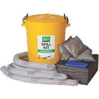 Maintenance Spill Kit Absorbs Water Oils Yellow Plastic Bin Pads Socks 90 L
