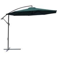 Outsunny 3 m Garden Parasol Sun Shade Patio Banana Hanging Rattan Set Umbrella Cantilever - Green