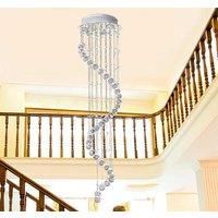 HOMCOM Modern Crystal Droplet Ceiling Light Spiral Cascading Chandelier Lamp