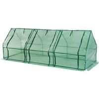 Outsunny 2.7 m Steel Frame Poly Tunnel Steeple Greenhouse - Green