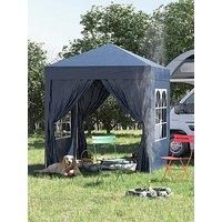 Outsunny 2m x 2m Garden Heavy Duty Pop Up Gazebo Marquee Party Tent Wedding Awning Canopy New With free Carrying Case Coffee + Removable 2 Walls 2 Windows