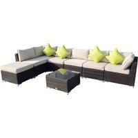 Outdoor 8PCs Garden Rattan Corner Sofa Set Patio Furniture Wicker Outdoor Brown