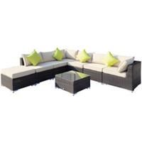 Outdoor 8PCs Garden Rattan Corner Sofa Set Patio Furniture Wicker Outdoor Brown