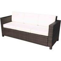 Outsunny Rattan 3 Seater Sofa Seat Indoor Outdoor Living Room Wicker Furniture
