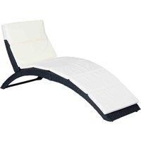 Sun Lounger Rattan Hommock Sun Bed Garden Folding Recliner Chair w/Cushion