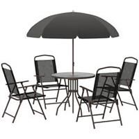 4 Seater Bistro Set Garden Furniture Patio Bistro Round Table Chairs W/ Parasol