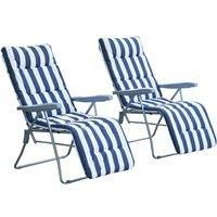New Garden Outdoor 2 Sun Recliner Chairs Reclining Lounger With Cushion 3 Colors