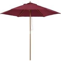 Outsunny Outdoor Garden 2.5M Wood Wooden Parasol Umbrella, Red Wine