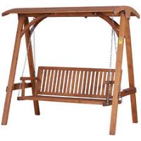 Outsunny Wooden Garden Swing Chair Seat Hammock Bench Lounger Outdoor 3 Seater