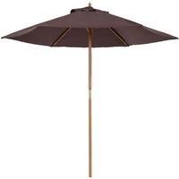 Outsunny 2.5m Wooden Garden Parasol Sun Shade Patio Umbrella Canopy Coffee