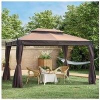 3x4M Garden Metal Gazebo Marquee Patio Party Tent Canopy Shelter w/ 2-tiers Roof