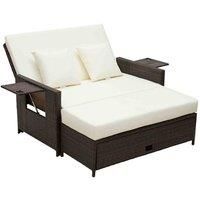 Outsunny Garden Rattan Furniture  2 Seater Patio Sun Lounger Daybed Sunbed
