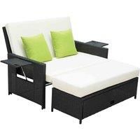 Outdoor Garden Rattan Furniture Set 2 Seater Patio Sun Lounger Sunbed 2 Color