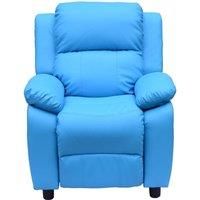 HOMCOM Kids Children Recliner Lounger Armchair Games Chair Sofa Seat PU Leather Look w/ Storage Space on Arms (Blue)