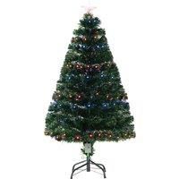 HOMCM 4FT Prelit Artificial Christmas Tree Fiber Optic Xmas Decoration, Green