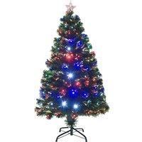 HOMCM 4FT Prelit Artificial Christmas Tree Fiber Optic Xmas Decoration, Green