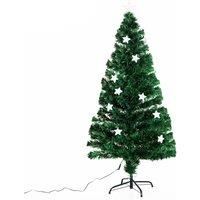 Green Pre Lit Fibre Optic Artificial Christmas Tree with Stars 150cm, none