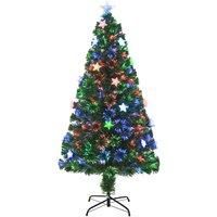 Green Pre Lit Fibre Optic Artificial Christmas Tree with Stars 150cm, none