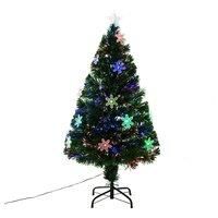 HOMCOM 4FT Green Fibre Optic Artificial Christmas Tree Xmas Colourful LED Scattered Tree with Snowflakes Ornaments Fireproofing