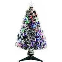 HOMCOM 3ft 90cm Green/White Artificial Christmas Tree W/ Prelit LED