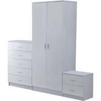 High Gloss Trio Bedroom Furniture Set Door Wardrobe Chest Bedside