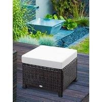Rattan Garden Outdoor Foot Stool Weave Wicker Furniture - Black/Brown