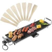 VonShef XL Teppanyaki Grill - Electric BBQ Table Top Grill with Adjustable Temperature Control and 8 Spatulas - 2000W