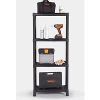 VonHaus 4 Tier Plastic Garage Shelving Racking Storage Black