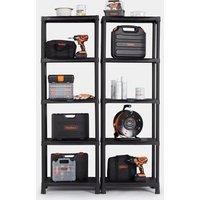 VonHaus 5 Tier Plastic Garage Shelving Racking Storage Black Pack of 2