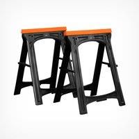 VonHaus Folding Saw Horse Trestle Twin Support Bars Cutting Stands Rubber Insert