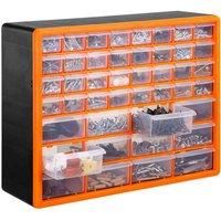 VonHaus 44 Multi Drawer Organiser for Small Parts - DIY Tool Bits, Fixings, Fishing Tackle, Crafts - Black/Orange