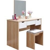 Dressing Table Oak and White 3 large drawers with mirror Elizabeth Dresser
