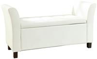 Ottoman Window Seat White Faux Leather Fabric Toy Bedding Storage Box Verona