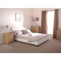 Right Deals UK Bed-In-A-Box 5ft King Size Bed - White Faux Leather