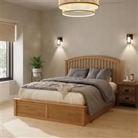 Madrid 5ft King Size Wooden Ottoman Bed - Oak