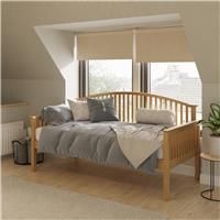 MADRID WOODEN 3FT SINGLE DAY BED FRAME & TRUNDLE GUEST BEDSTEAD OAK & WHITE