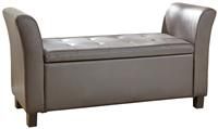 Window Storage Seat Brown Ottoman Bedding Blanket Box Faux Leather Seconds