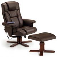 Julian Bowen Malmo Heat Massage Recliner and Footstool, Brown